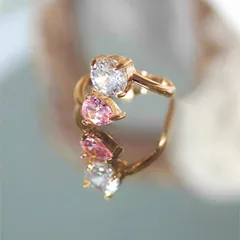 Water Droplets Open Rings For Women In Multicolor Featuring Electroplated Copper With Zircon Inlay 4