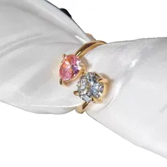 Water Droplets Open Rings For Women In Multicolor Featuring Electroplated Copper With Zircon Inlay 5