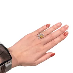 Water Droplets Ring For Women In Electroplated Copper With Zirconia Inlay, 1 Piece 5