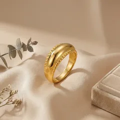 Water Droplets Ring For Women In 304 Stainless Steel With 18K Gold Plated Finish And Rhinestones, 0.03µm-0.05µm Coating 4