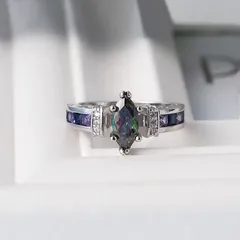 Water Droplets Ring For Women In Zinc Alloy With Copper Plated Finish And Rhinestones, Featuring 0.05µm-0.08µm Plating Thickness 3