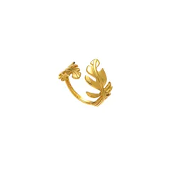 Waterproof Non Tarnish Leaves Ring In Gold, Unisex Titanium Steel With Electroplated Finish 3