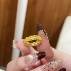 Waves Electroplated Copper Ring For Women In Luxurious Gold Tone