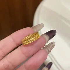 Waves Electroplated Copper Ring For Women In Luxurious Gold Tone 2