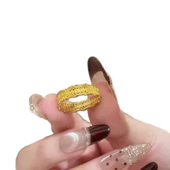 Waves Electroplated Copper Ring For Women In Luxurious Gold Tone 5