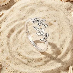 For Wedding Season Multicolor Leaves Open Ring Unisex KC Golden Plated With 0.03µm Coating Thickness, 1 Piece 2