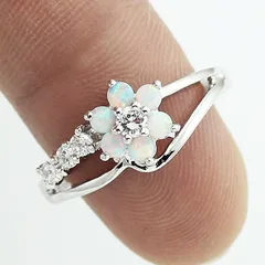 Sweet White Flowers Ring For Women In Alloy With Rhinestones Featuring Electroplated Finish 5
