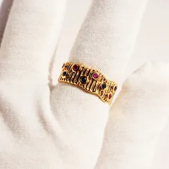 Geometric Irregular Open Ring For Women In Brass With Zircon Inlay, Adjustable Size 3