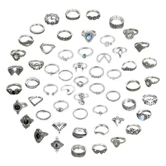 Hip-Hop Alloy Rings For Women, 1 Set Featuring Electroplated Design With Printing Pattern 4