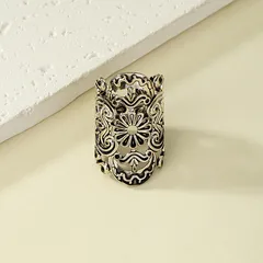Geometric Silver Alloy Ring For Women In Nordic Style Featuring Electroplated Design, 1 Piece