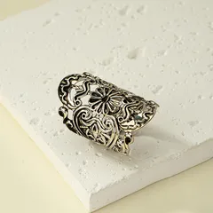 Geometric Silver Alloy Ring For Women In Nordic Style Featuring Electroplated Design, 1 Piece 3