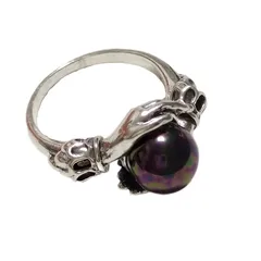 Geometric Novelty Ring For Women, 1 Piece Alloy Ring Featuring Electroplated Design With Beads Inlay 5