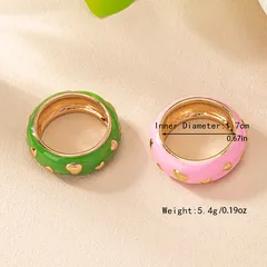 Heart Shape Ring For Women In Natural Pink Zinc Alloy, Simple Style, 1 Piece 4
