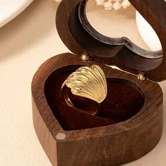 Heart Shape Ring For Women In Natural Pink Zinc Alloy, Simple Style, 1 Piece 5