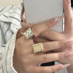 Pentagram Wide Band Ring For Women In Gold Featuring Real Gold Plated Electroplated Copper Alloy With Zircon Inlay 4