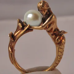 Wish Best Selling Creative Mermaid White Pearl Ring Plated 18K Rose Gold Alloy Fashionable OL Style For Women