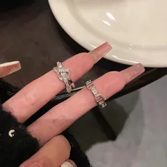 For Women Alloy Open Rings With Rhinestones, Featuring 0.03µm Coating Thickness And Asymmetrical Craftsmanship 3