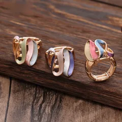 For Women Blue Open Rings Made Of Zinc Alloy Featuring Enamel Craftsmanship
