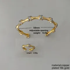 Crossover Rings For Women 2 Pieces Set Featuring Multicolor Rhinestones In Copper With Electroplated Finish 4