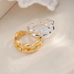 Double Ring For Women Open Rings Made Of Copper Alloy With 18K Gold Plated Coating 0.03µm-0.05µm 4