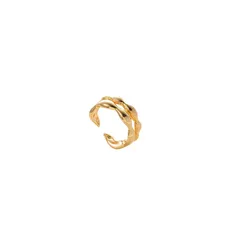 Double Ring For Women Open Rings Made Of Copper Alloy With 18K Gold Plated Coating 0.03µm-0.05µm 5