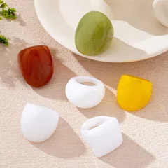 For Women 6 Pieces Exaggerated Irregular Acrylic Rings Featuring Three-Dimensional Craftsmanship 2
