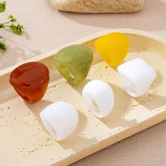 For Women 6 Pieces Exaggerated Irregular Acrylic Rings Featuring Three-Dimensional Craftsmanship 4