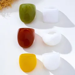 For Women 6 Pieces Exaggerated Irregular Acrylic Rings Featuring Three-Dimensional Craftsmanship 5