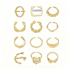 For Women Exaggerated Irregular Rings Set In Multicolor Metal Featuring Electroplated Craftsmanship 2