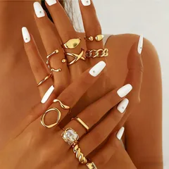 For Women Exaggerated Irregular Rings Set In Multicolor Metal Featuring Electroplated Craftsmanship 4