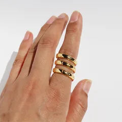 For Women Gold Geometric Ring 1 Piece Brass 24K Real Gold Plated With 0.05µm-0.08µm Thick Coating 4