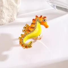 For Women Marine Style Animal Ring With Golden Plated 0.03µm-0.05µm Thickness And Rhinestones, 1 PCS Package 3