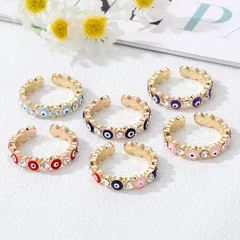 Devil's Eye Fashion Ring For Women, 1 Piece Alloy Ring With Rhinestones, Electroplated Design