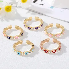 Devil's Eye Fashion Ring For Women In Alloy With Rhinestones, Featuring Electroplated Design