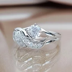 Angel For Women Silver Alloy Ring Featuring Zircon Inlay, Elegant And Stylish Jewelry Accessory 3