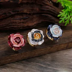 Rose For Women Zinc Alloy Rings In Rose Red Featuring Enamel Craftsmanship