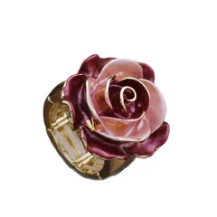 Rose For Women Zinc Alloy Rings In Rose Red Featuring Enamel Craftsmanship 5