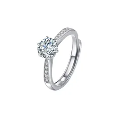 For Women Adjustable Copper Ring In Simple Style With Claw Setting And Zircon Inlay 5