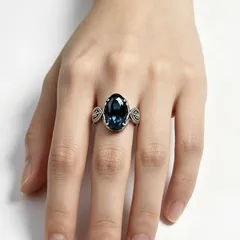 For Women Alloy Rings In Airy Blue Featuring Rhinestones With Electroplated Finish 3