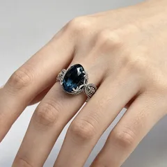 For Women Alloy Rings In Airy Blue Featuring Rhinestones With Electroplated Finish 4
