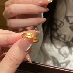 Women’s Asymmetrical Crossover Open Ring In Gold Electroplated Copper 2