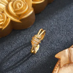 Women's Bow Tie Ring In Titanium Steel With 18K Real Gold Plated PVD Coating And Zircon Inlay 2
