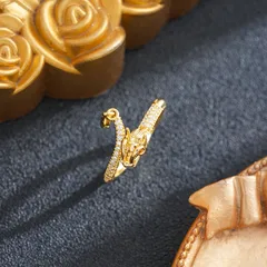 Women's Bow Tie Ring In Titanium Steel With 18K Real Gold Plated PVD Coating And Zircon Inlay 4