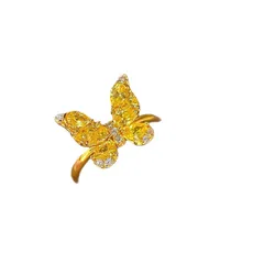 Women’s Butterfly Open Ring In Gold Electroplated Copper With Zircon Inlay 5