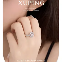 XUPING Women’s Copper Alloy Flower Ring For Women Featuring Zirconia Inlay With 0.01µm Plating Thickness, 1 Piece 4