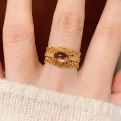 Women’s Crown Open Ring With Bezel Setting, Electroplated Copper Featuring Zircon Inlay