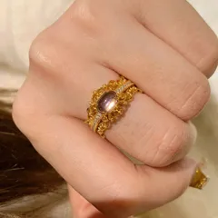 Women’s Crown Open Ring With Bezel Setting, Electroplated Copper Featuring Zircon Inlay 2