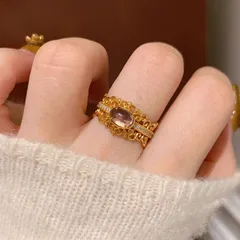 Women’s Crown Open Ring With Bezel Setting, Electroplated Copper Featuring Zircon Inlay 4
