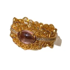 Women’s Crown Open Ring With Bezel Setting, Electroplated Copper Featuring Zircon Inlay 5