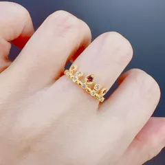 Women’s Crown Open Ring In Copper With Electroplated Gold Plating, Simple Style, Available In Red 3